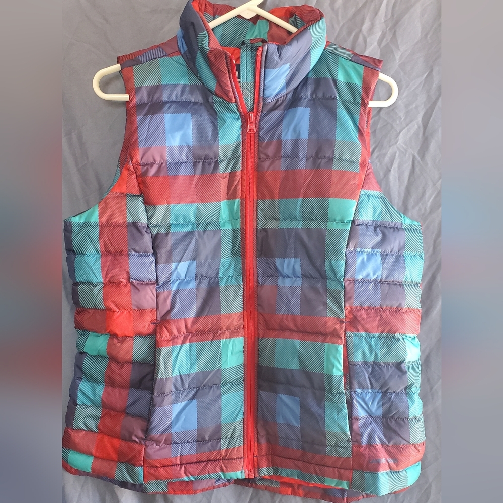 Lands' End Red/blue Puffer Vest